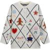 imageCHICWISH Women Christmas Knit Cardigan Gingerbread Oversized Sweater Crewneck Long Sleeves Open Front Button Knit CoatWhite