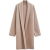 imageCHICWISH Women Shawl Collar Long Sleeve Cardigan Casual Open Front Knit Sweater Soft Long Coat with PocketsOatmeal