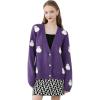 imageCHICWISH Womens Black Purple Halloween Ghost Patch Open Front Cardigan Sweaters V Neck Casual Button Down Knit CoatsPurple Ghost