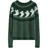 imageCHICWISH Womens BlackArmy GreenOrange Cute Ghost Long Sleeves Halloween Knit Sweater PulloverArmy Green