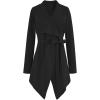 imageCHICWISH Womens Wide Lapel Tie Waist Knit Cardigan Coatigan Light JacketBlackwide Lapel