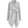 imageCHICWISH Womens Wide Lapel Tie Waist Knit Cardigan Coatigan Light JacketGreywide Lapel