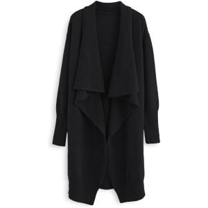imageCHICWISH Womens Open Front Waterfall Longline Knit Cardigan Coatigan Light JacketBlackwaterfall