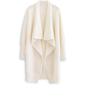 imageCHICWISH Womens Open Front Waterfall Longline Knit Cardigan Coatigan Light JacketCreamwaterfall