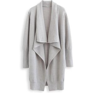 imageCHICWISH Womens Open Front Waterfall Longline Knit Cardigan Coatigan Light JacketGreywaterfall