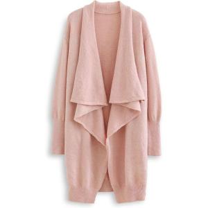 imageCHICWISH Womens Open Front Waterfall Longline Knit Cardigan Coatigan Light JacketPinkwaterfall