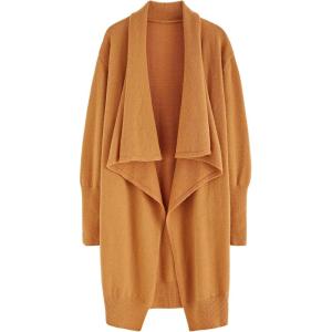 imageCHICWISH Womens Open Front Waterfall Longline Knit Cardigan Coatigan Light JacketPumpkin