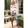 imageCHICWISH Women 3D Heart Open Front Cardigan Sweaters VNeck Casual ButtonUp Long Sleeve Cropped Knit CardiganWhite