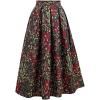 imageCHICWISH Women Daisy Field Pleated Midi Skirt Printed ALine Casual High Waist Swing Flared Vintage Skirts with PocketsBlack
