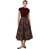 imageCHICWISH Women Daisy Field Pleated Midi Skirt Printed ALine Casual High Waist Swing Flared Vintage Skirts with PocketsBlack