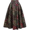 imageCHICWISH Women Daisy Field Pleated Midi Skirt Printed ALine Casual High Waist Swing Flared Vintage Skirts with PocketsBlack