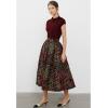 imageCHICWISH Women Daisy Field Pleated Midi Skirt Printed ALine Casual High Waist Swing Flared Vintage Skirts with PocketsBlack