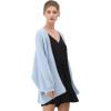 imageCHICWISH Women Fuzzy Open Front Waffle Knit Cardigan Long Lantern Sleeve Oversize Classy Cozy Cardigan Sweater TanPinkBlueBlue