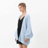 imageCHICWISH Women Fuzzy Open Front Waffle Knit Cardigan Long Lantern Sleeve Oversize Classy Cozy Cardigan Sweater TanPinkBlueBlue