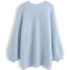 imageCHICWISH Women Fuzzy Open Front Waffle Knit Cardigan Long Lantern Sleeve Oversize Classy Cozy Cardigan Sweater TanPinkBlueBlue