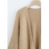 imageCHICWISH Women Fuzzy Open Front Waffle Knit Cardigan Long Lantern Sleeve Oversize Classy Cozy Cardigan Sweater TanPinkBlueTan