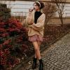 imageCHICWISH Women Fuzzy Open Front Waffle Knit Cardigan Long Lantern Sleeve Oversize Classy Cozy Cardigan Sweater TanPinkBlueTan