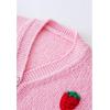 imageCHICWISH Womens Candy PinkCream Stitch Strawberry Button Up Hand Knit CardiganCandy Pink