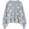 imageCHICWISH Womens Comfy Casual Fuzzy Contrast Heart Knit Sweater Pullover SweatershirtGrey