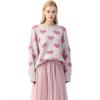imageCHICWISH Womens Comfy Casual Pink Fuzzy Hearts Knit Sweater Pullover SweatershirtPink