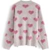 imageCHICWISH Womens Comfy Casual Pink Fuzzy Hearts Knit Sweater Pullover SweatershirtPink