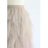 imageCHICWISH Womens CreamPinkDusty BlueBlack Tiered Layered Mesh Ballet Prom Party Tulle Tutu Aline Midi SkirtCream