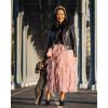 imageCHICWISH Womens CreamPinkDusty BlueBlack Tiered Layered Mesh Ballet Prom Party Tulle Tutu Aline Midi SkirtPink
