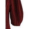 imageCHICWISH Womens MagentaTanWhite Bubble Sleeve Braided Ribbed SweaterBurgundy