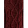 imageCHICWISH Womens MagentaTanWhite Bubble Sleeve Braided Ribbed SweaterBurgundy