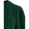 imageCHICWISH Womens MagentaTanWhite Bubble Sleeve Braided Ribbed SweaterDark Green
