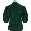 imageCHICWISH Womens MagentaTanWhite Bubble Sleeve Braided Ribbed SweaterDark Green