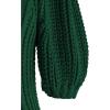 imageCHICWISH Womens MagentaTanWhite Bubble Sleeve Braided Ribbed SweaterDark Green