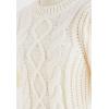 imageCHICWISH Womens MagentaTanWhite Bubble Sleeve Braided Ribbed SweaterWhite