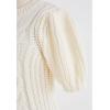 imageCHICWISH Womens MagentaTanWhite Bubble Sleeve Braided Ribbed SweaterWhite