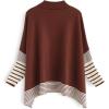 imageCHICWISH Womens MustardBlackCaramelOliveGrey Striped Oversize Soft Knit Cape Sweater PulloverCaramel