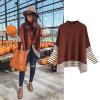 imageCHICWISH Womens MustardBlackCaramelOliveGrey Striped Oversize Soft Knit Cape Sweater PulloverCaramel