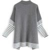 imageCHICWISH Womens MustardBlackCaramelOliveGrey Striped Oversize Soft Knit Cape Sweater PulloverGrey