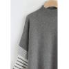 imageCHICWISH Womens MustardBlackCaramelOliveGrey Striped Oversize Soft Knit Cape Sweater PulloverGrey