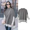 imageCHICWISH Womens MustardBlackCaramelOliveGrey Striped Oversize Soft Knit Cape Sweater PulloverGrey