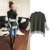 imageCHICWISH Womens MustardBlackCaramelOliveGrey Striped Oversize Soft Knit Cape Sweater PulloverOlive
