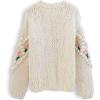 imageCHICWISH Womens PurpleCream Stitch Floral Diamond PomPom Hand Knit CardiganCream