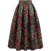 imageCHICWISH Women Daisy Field Pleated Midi Skirt Printed ALine Casual High Waist Swing Flared Vintage Skirts with PocketsBlack