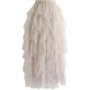 imageCHICWISH Womens CreamPinkDusty BlueBlack Tiered Layered Mesh Ballet Prom Party Tulle Tutu Aline Midi SkirtCream