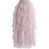imageCHICWISH Womens CreamPinkDusty BlueBlack Tiered Layered Mesh Ballet Prom Party Tulle Tutu Aline Midi SkirtPink