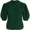 imageCHICWISH Womens MagentaTanWhite Bubble Sleeve Braided Ribbed SweaterDark Green