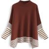 imageCHICWISH Womens MustardBlackCaramelOliveGrey Striped Oversize Soft Knit Cape Sweater PulloverCaramel
