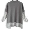 imageCHICWISH Womens MustardBlackCaramelOliveGrey Striped Oversize Soft Knit Cape Sweater PulloverGrey