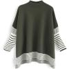 imageCHICWISH Womens MustardBlackCaramelOliveGrey Striped Oversize Soft Knit Cape Sweater PulloverOlive