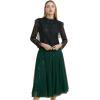 imageCHICWISH Sequins Tulle Skirts Elastic Waist Mesh Midi Holiday Flowy Layered Red SkirtDark Green