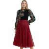 imageCHICWISH Sequins Tulle Skirts for Women Elastic Waist Mesh Midi Skirt Casual Flowy Layered Black SkirtRed